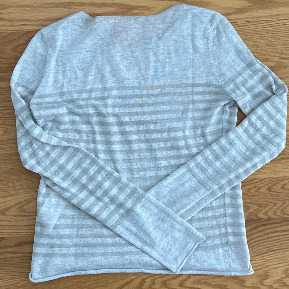 Tory Burch Grey and Silver Striped Long Sleeve (S)